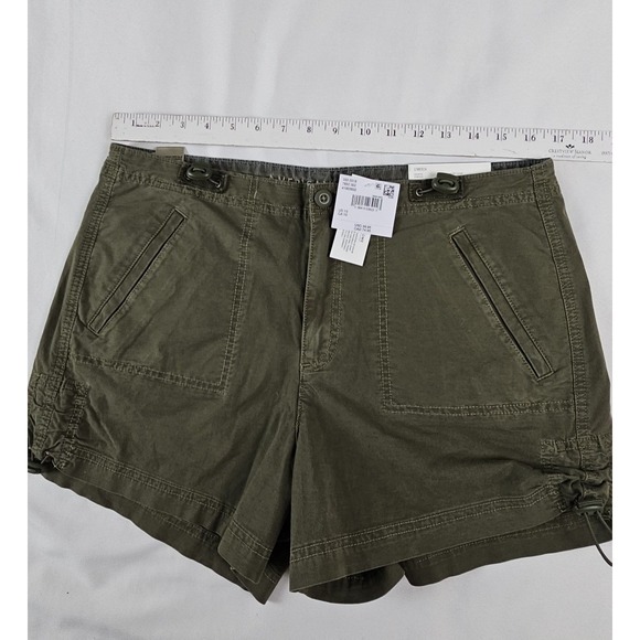 New A&E American Eagle Army Green Utility Shorts Shortie Toggle Adjust Size 10 - Picture 2 of 6